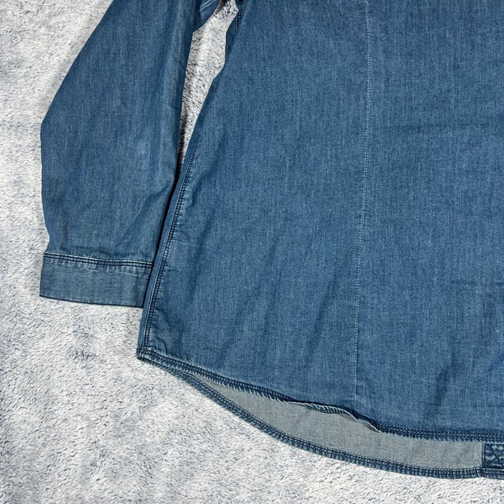 J. Jill Denim Button Down Shirt Womens XL Blue Cotton Long Sleeve Pocket - Picture 14 of 16